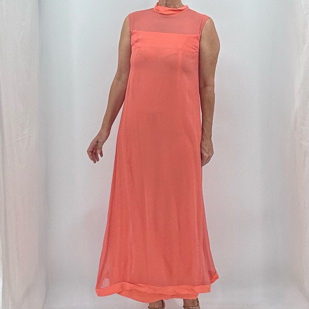 Vintage 60’s ILGWU Emma Domb Mod Chiffon Bow Cut Out Dress Evening Gown